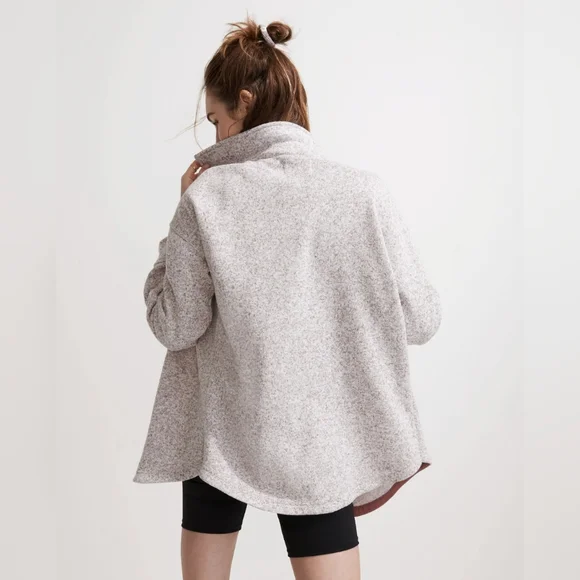 MWL Madewell (Re)sourced Sweater Fleece Shirt Jacket Heather Pale Thistle Brown - Picture 2 of 10